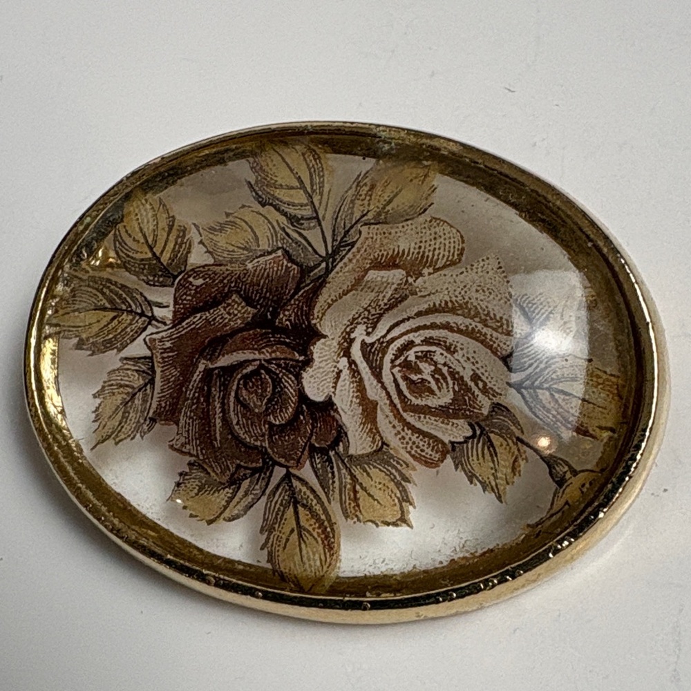 Vintage Floral Brooch with Roses Scarf Clip Brooch